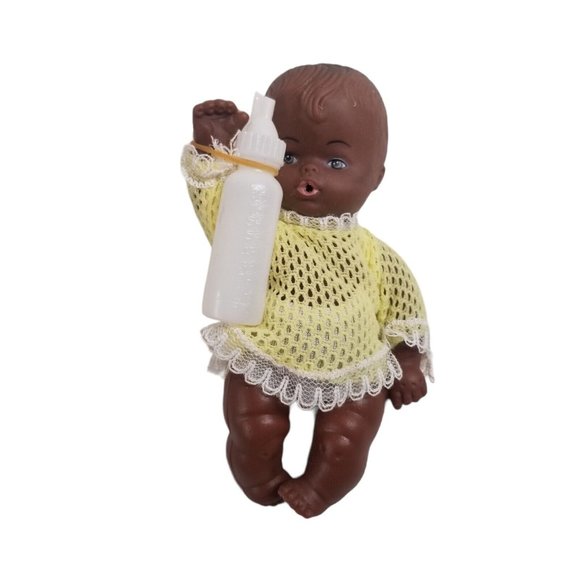 Vintage Doll Lovables in Packaging Hong Kong Vinyl African American with Bottle - Picture 3 of 12